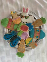 A plate of Easter themed sugar cookies